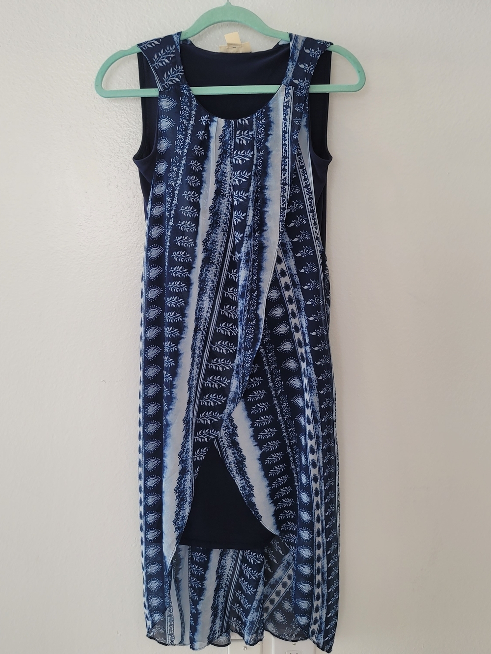 Style & Co. Navy Blue and White High-Low Maxi Dress Size S Petite